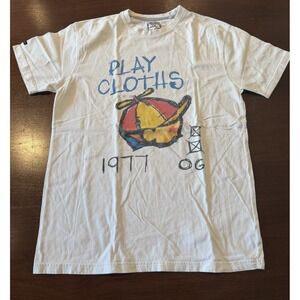 Play Cloths 1977 OG Mens M White Logo Graphic Crew Neck Cotton T-Shirt